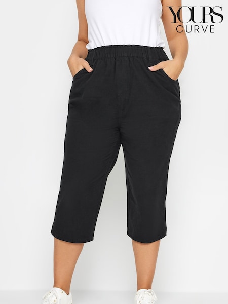Yours Curve Black Cool 100% Cotton Cropped Trousers (F58167) | €34