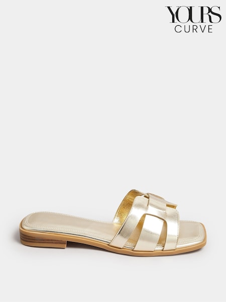 Yours Curve Gold Extra-Wide Fit Cut Out Mules (F58168) | €40
