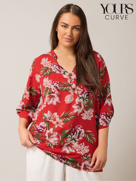 Красный - Yours Curve Tab Detail Blouse (F58172) | €52