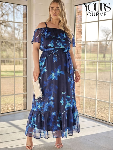Sininen - Yours Curve London Ruffle Maxi Dress (F58177) | €110