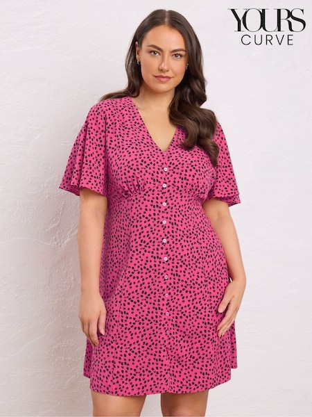 Yours Curve Pink Button Detail Dress (F58178) | €53