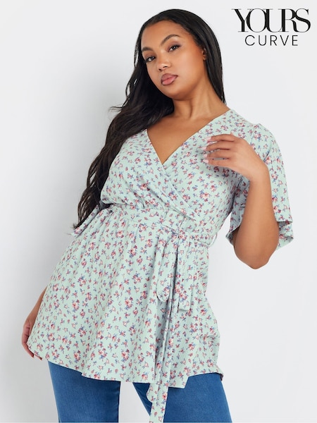 Azul - Yours Curve Floral Wrap Textured Top (F58179) | 41 €