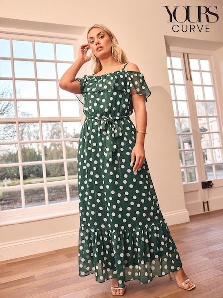 Зеленый - Yours Curve London Ruffle Maxi Dress (F58220) | €93