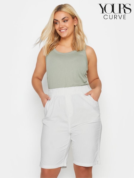 Yours Curve White Cool 100% Cotton Shorts (F58225) | €29