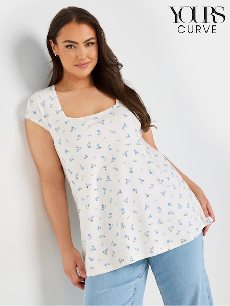 Yours Curve Blue Ponte Cap Sleeve T-Shirt (F58283) | 1,442 UAH