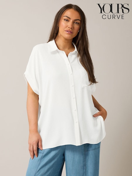 Yours Curve White Grown On Sleeve Blouse (F58284) | €52