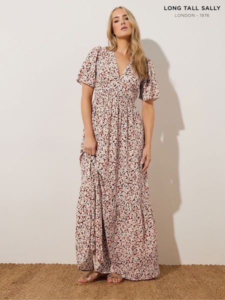 Long Tall Sally Pink Ditsy Tiered Maxi Dress (F58286) | ₪196
