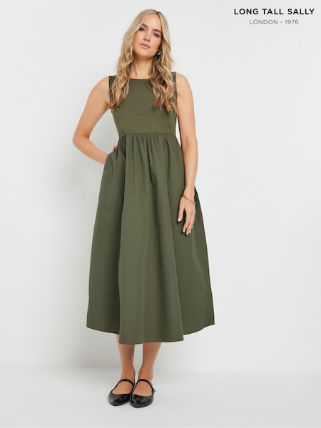 Long Tall Sally Green 100% Cotton Sleeveless Mixed Fabric Midi Dress (F58306) | 1,983 UAH