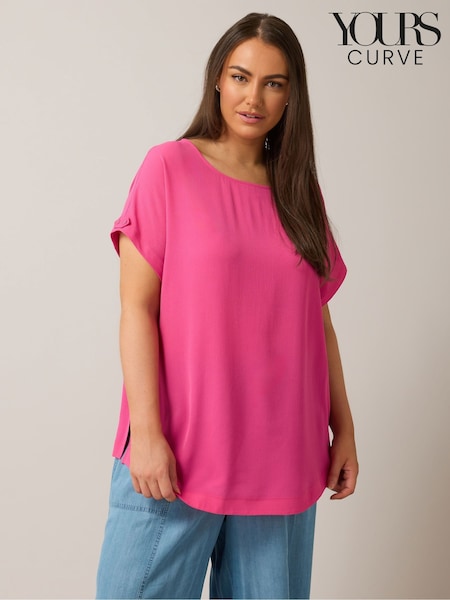 Yours Curve Pink Turn Back Button Detail Blouse (F58310) | €49