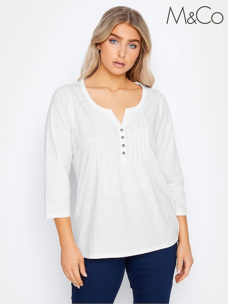 M&Co Natural 100% Cotton Plain Henley Top (F58315) | €37