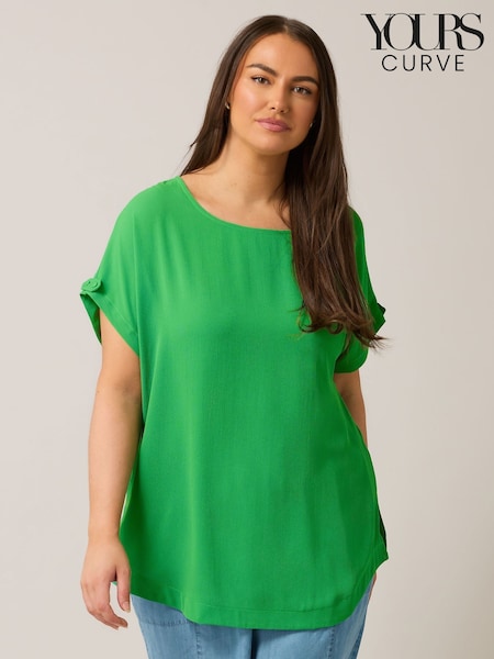 Verde - Yours Curve Turn Back Button Detail Blouse (F58318) | 45 €