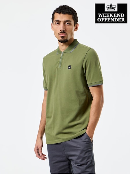 Weekend Offender Green Monti Zip Polo Shirt (F58355) | ‏251‏₪