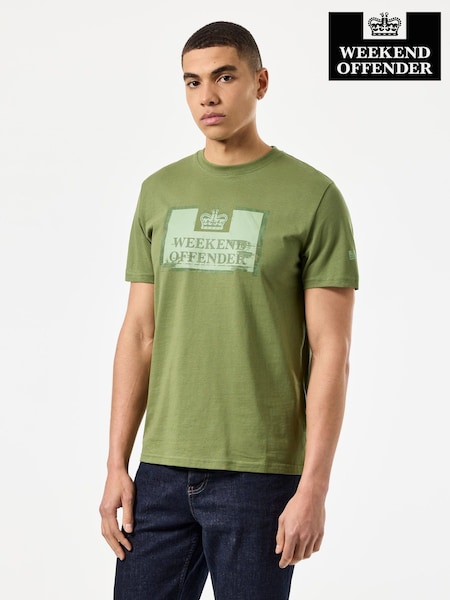 Weekend Offender Green Bonpensiero Graphic 100% Cotton T-Shirt (F58357) | €46