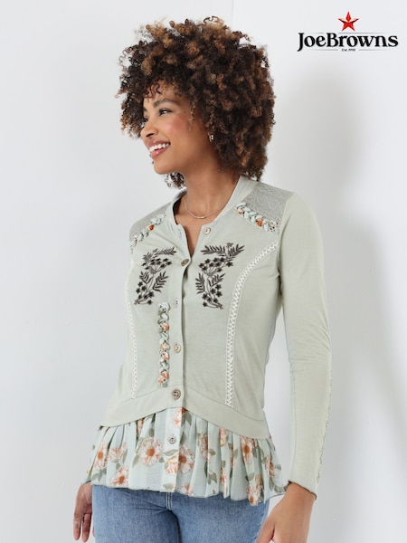 Joe Browns Green Floral Embroidered Jersey Top (F58368) | AZN 125