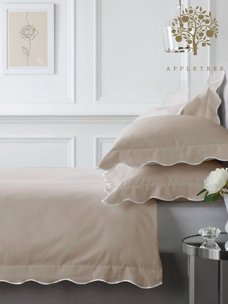 Appletree Natural Scallop Edge 100% Cotton Duvet Cover Set (F58372) | €65 - €80