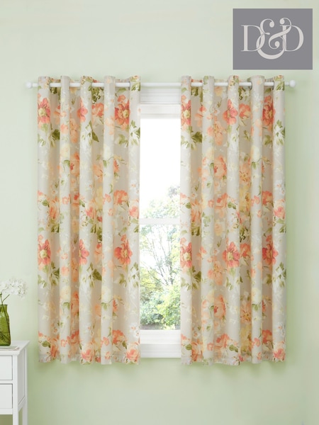 Dreams & Drapes Natural Flourette Lined Pair of Eyelet Curtains (F58375) | €66