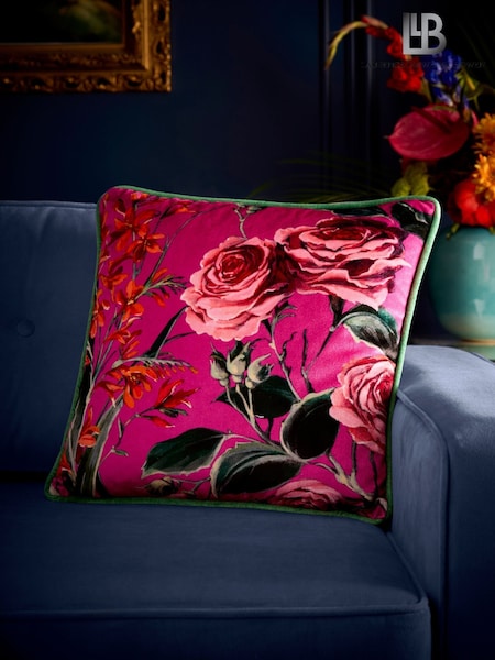 Laurence Llewelyn-Bowen Pink Cotswold Fantasia Dawn Velvet Filled Cushion (F58393) | 89 QAR