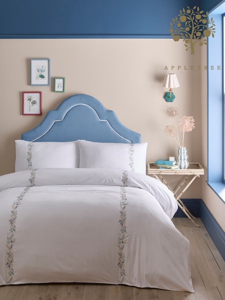 Appletree White Julianna Embroidery 100% Cotton Duvet Cover Set (F58402) | €61 - €80