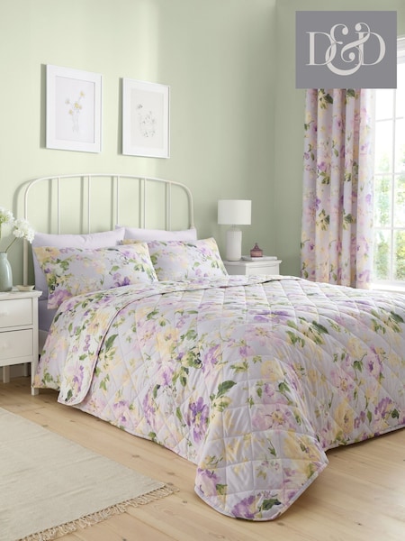 Dreams & Drapes Lilac Flourette Quilted Bedspread (F58404) | AED227