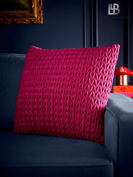 Laurence Llewelyn-Bowen Fuchsia Amory Velvet Filled Cushion (F58408) | 89 QAR