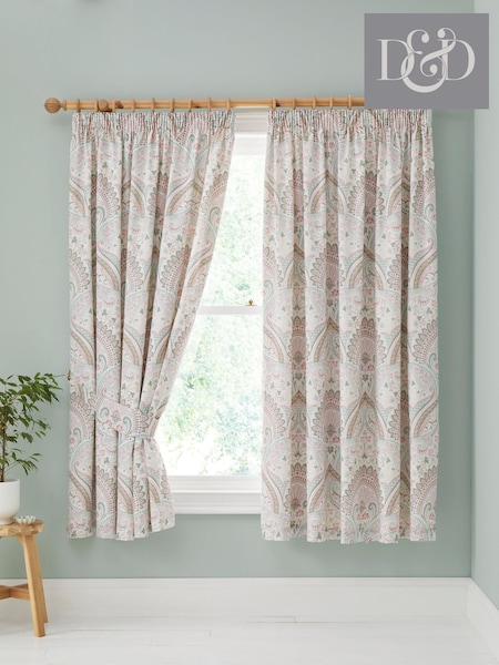 Dreams & Drapes Green Palais Pair of Pencil Pleat Curtains With Tie Backs (F58412) | €53