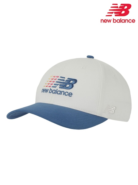 New Balance White 6 Panel Structured Athletics Multi Color Logo 100% Cotton Hat (F58553) | AED134