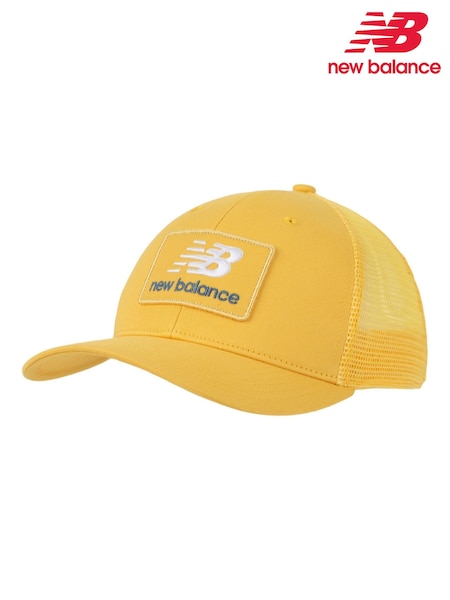 New Balance Yellow Stacked Patch Logo Trucker 100% Cotton Hat (F58558) | €29