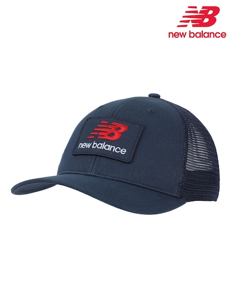New Balance Blue Stacked Patch Logo Trucker 100% Cotton Hat (F58559) | ₪116