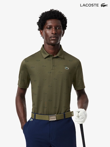 Lacoste Khaki Green Printed Golf Polo Shirt (F58594) | €139