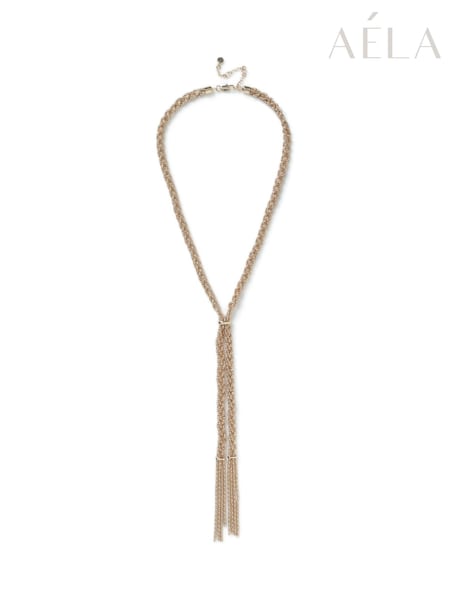 Aela Gold Tone Plait Twist Lariat Necklace (F58616) | €38