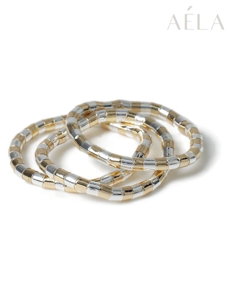 Aela Gold/Silver Tone Mixed Metal Stretch Tube Wristwear Pack (F58621) | €21