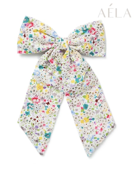 Aela Pink Multicolour Broderie Hair Bow (F58646) | €21