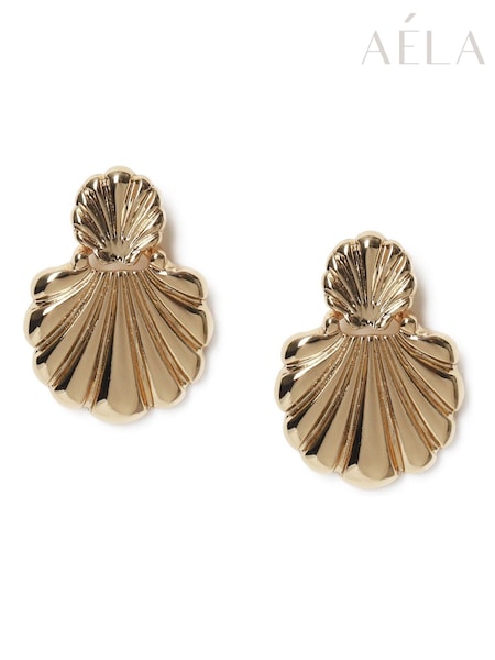 Aela Gold Tone Mini Shell Drop Earrings (F58652) | AED55