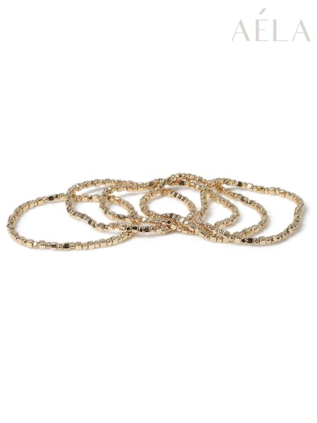 Aela Gold Tone Beaded Stretch Bracelets 5 Pack (F58658) | €22