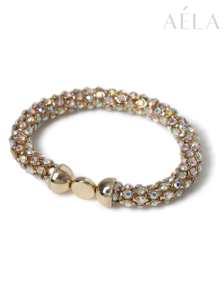 Aela Gold Tone Rhinestone Stretch Bracelet (F58661) | €21