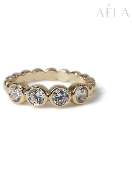 Aela Gold Tone Diamond Simulant Mini Stone Ring (F58666) | €26