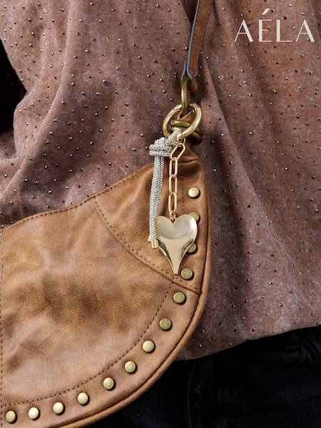 Aela Gold Tone Crystal Jelly Heart Bag Charm Keyring (F58667) | €20