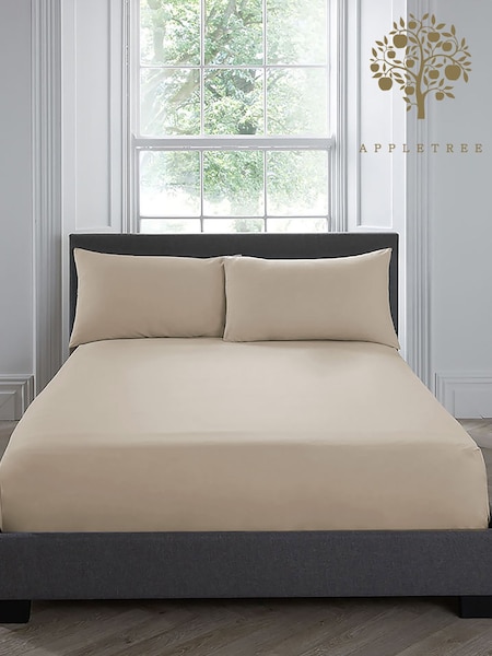 Appletree Natural Plain Dye 100% Cotton Premium Deep Fitted Sheet (F58701) | €17 - €28