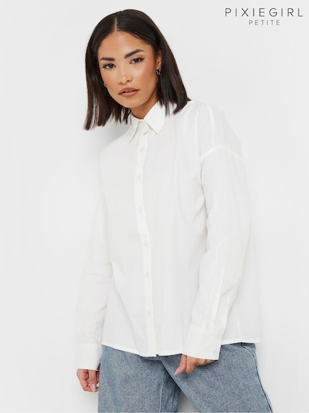 PixieGirl Petite White Tie Back Long Sleeve 100% Cotton Shirt (F58722) | 1,742 UAH