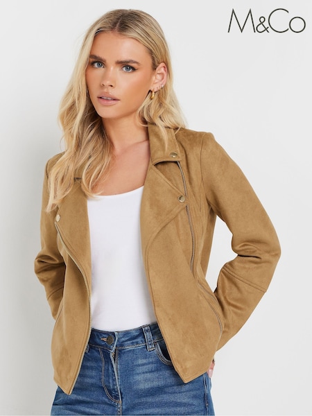M&Co Natural Petite Suede Biker Jacket (F58724) | €79