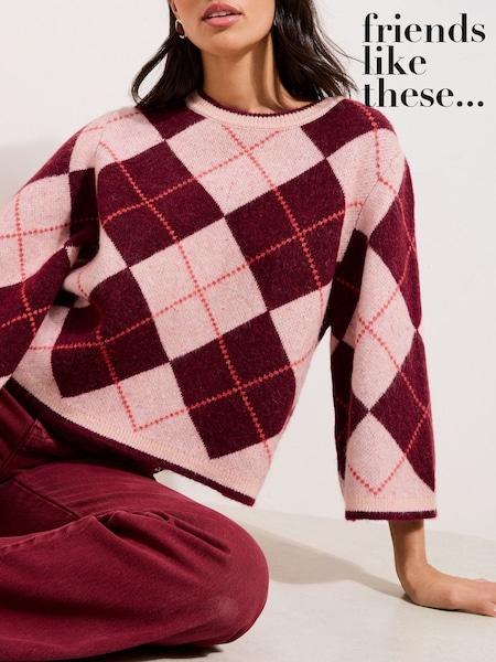 Friends Like These Pink Argyle Knitted Top (F58759) | $81