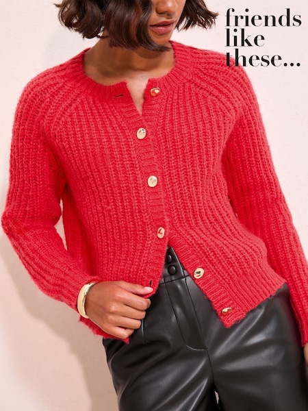 Vermelho - Friends Like These Crew Neck Cable Cardigan (F58782) | R$ 355