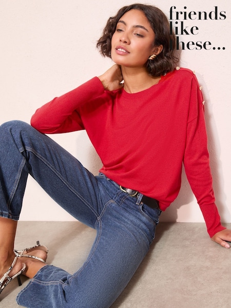 Friends Like These Red Button Shoulder Jumper (F58792) | AED169