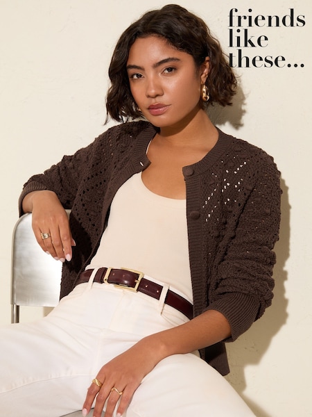 Friends Like These Brown Bobble Stitch Cardigan (F58822) | OMR22