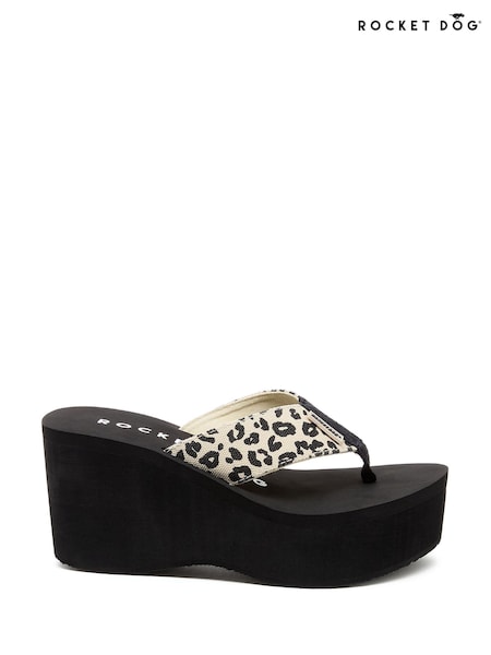 Rocket Dog Animal Leopard Print Crush Leon Fabric Flip Flops (F58916) | €40