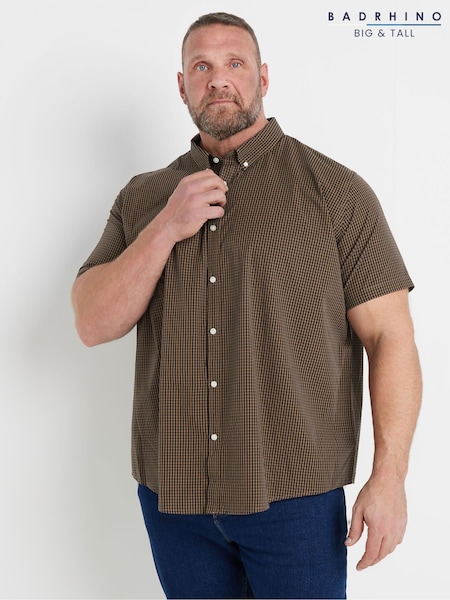 BadRhino Big & Tall Brown Gingham 100% Cotton Check Shirt (F58948) | €47