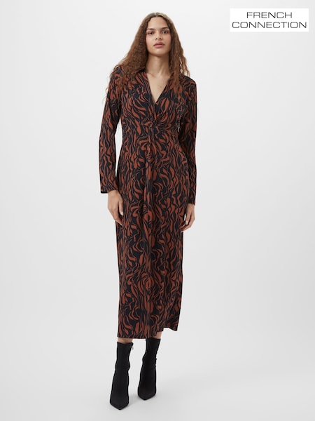 French Connection Black Zaria Textured Midi Dress (F58976) | €95