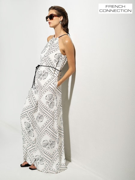 French Connection White Catherine Damasco Jumpsuit (F58986) | 594 QAR