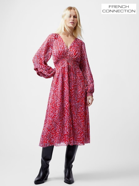 French Connection Red Calista Midi Dress (F58989) | ₪498