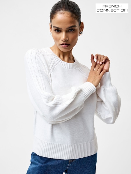 French Connection White Lily Cable Sleeve Jumper (F59026) | ₪327